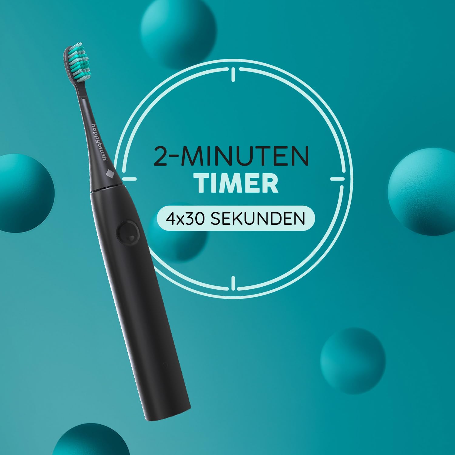 happybrush® Schallzahnbürste Eco Vibe LITE – TESTSIEGER – 100 Tage testen - Elektrische Zahnbürste mit 8 Wochen Power Akku – Ultraschall Zahnbürsten – 2 Jahre Garantie - AllBlack