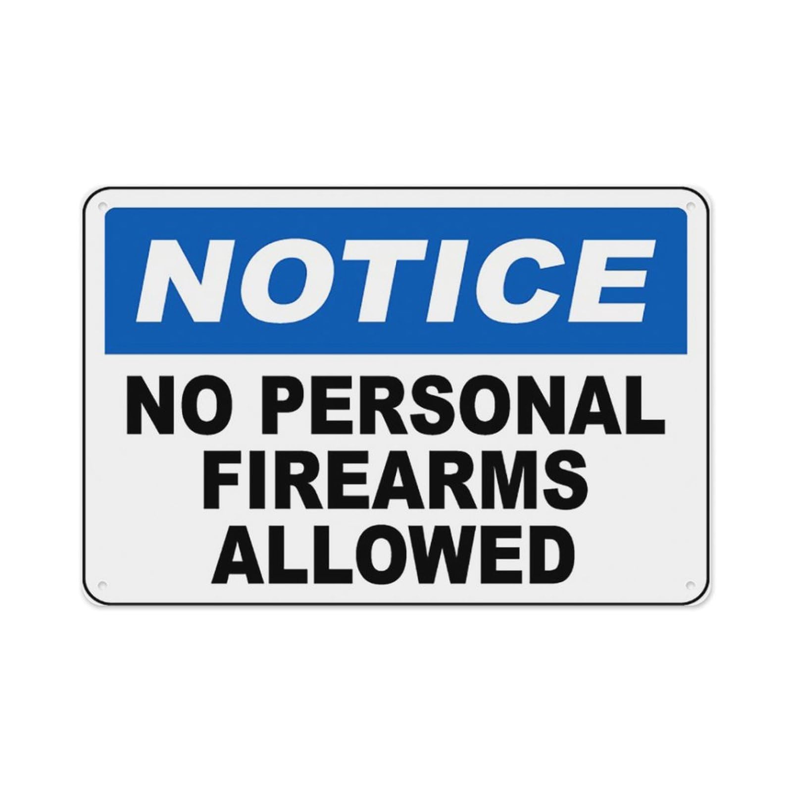 peiyeety No Personal Firearms Allowed Sign Aluminum Tin Warning Signs For Home Outdoor Garden 8X12 Inches