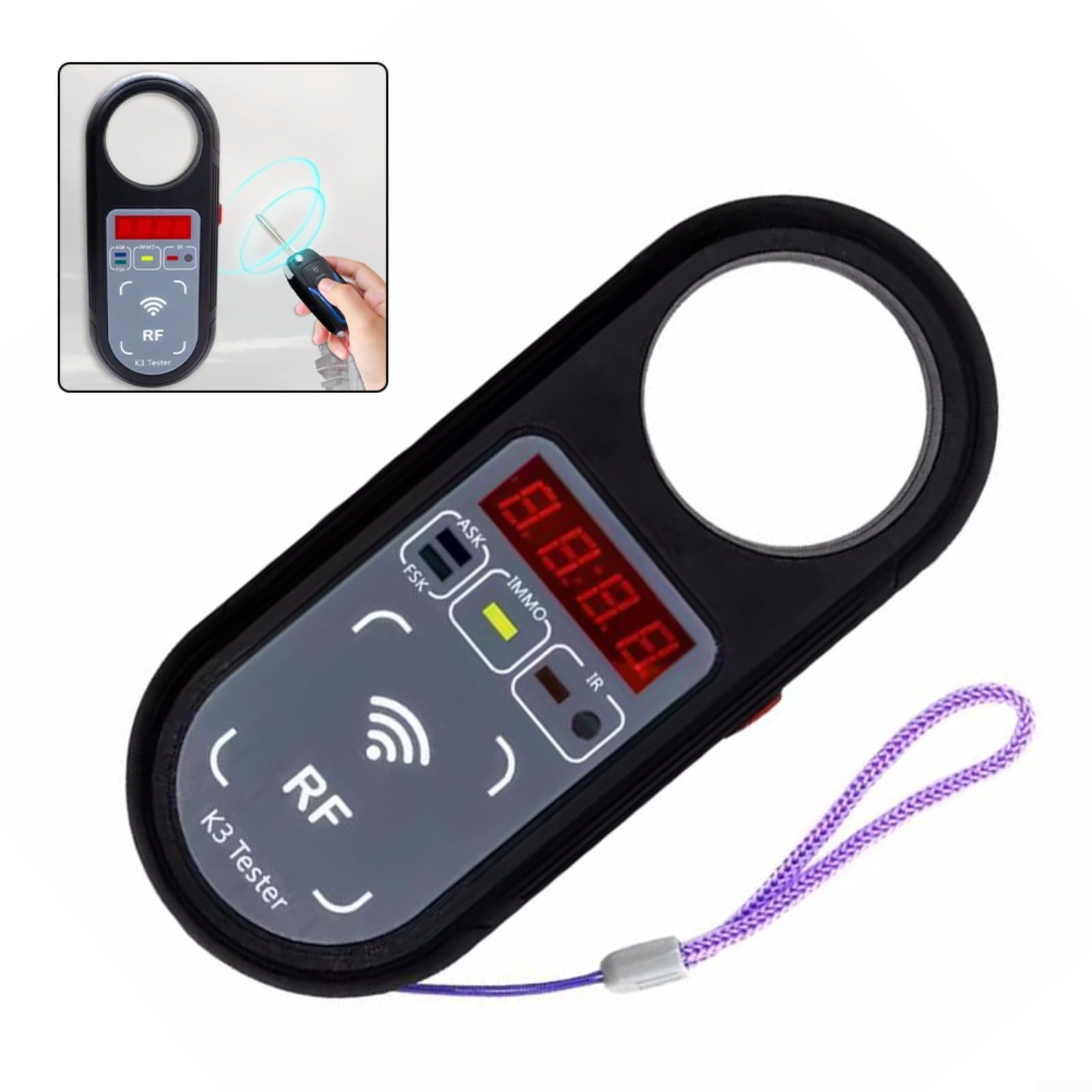 Frequenztester K3 Mit Display 100–999 MHz Für Autoschlüssel, ASK/FSK Erkennung Infrarot- Und Türgriffsignalprüfung Tragbares Diagnosegerät(K3)