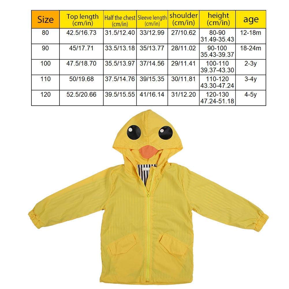 Zerodis Bambino Cartoon Anatra Impermeabile Poncho Estate Bambino Ragazzo Ragazza Carina Cartone Animato Anatra Impermeabile Felpa con Cappuccio Cerniera Leggero Rainwear Cappotto Attrezzatura
