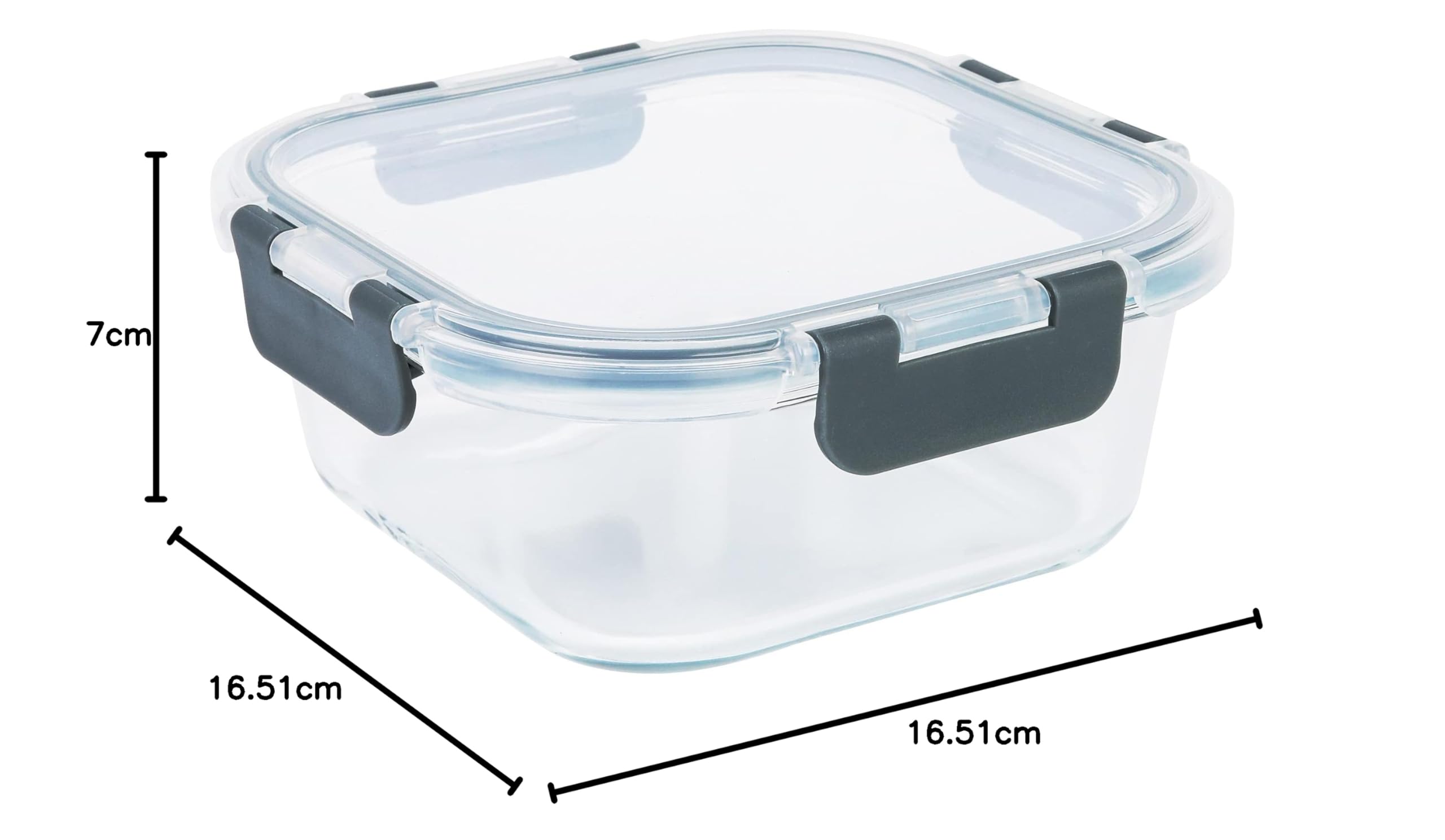 axentia 133797 Glas-Vorratsdosen Frischhaltedosen-Set, transparent, grau, je Dose ca. 800ml