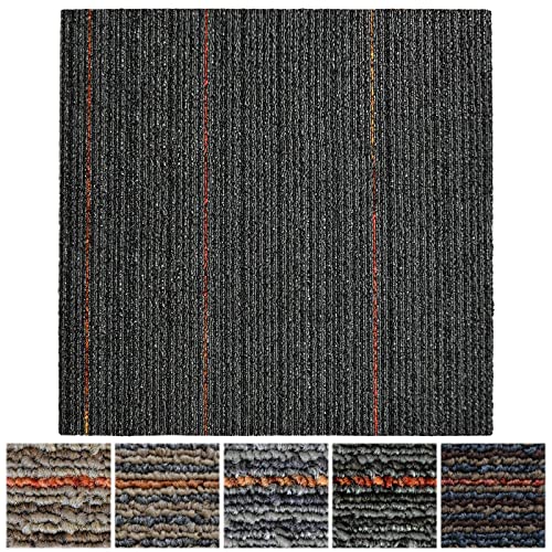 FLODI. Heavy Duty Carpet Tiles Berlin, 50 x 50 cm (Anthracite, 24 Tiles, 6 m²) Commercial Carpet Tile Flooring Squares, Bitumen Back Floor Tiles for Home, Office and Business