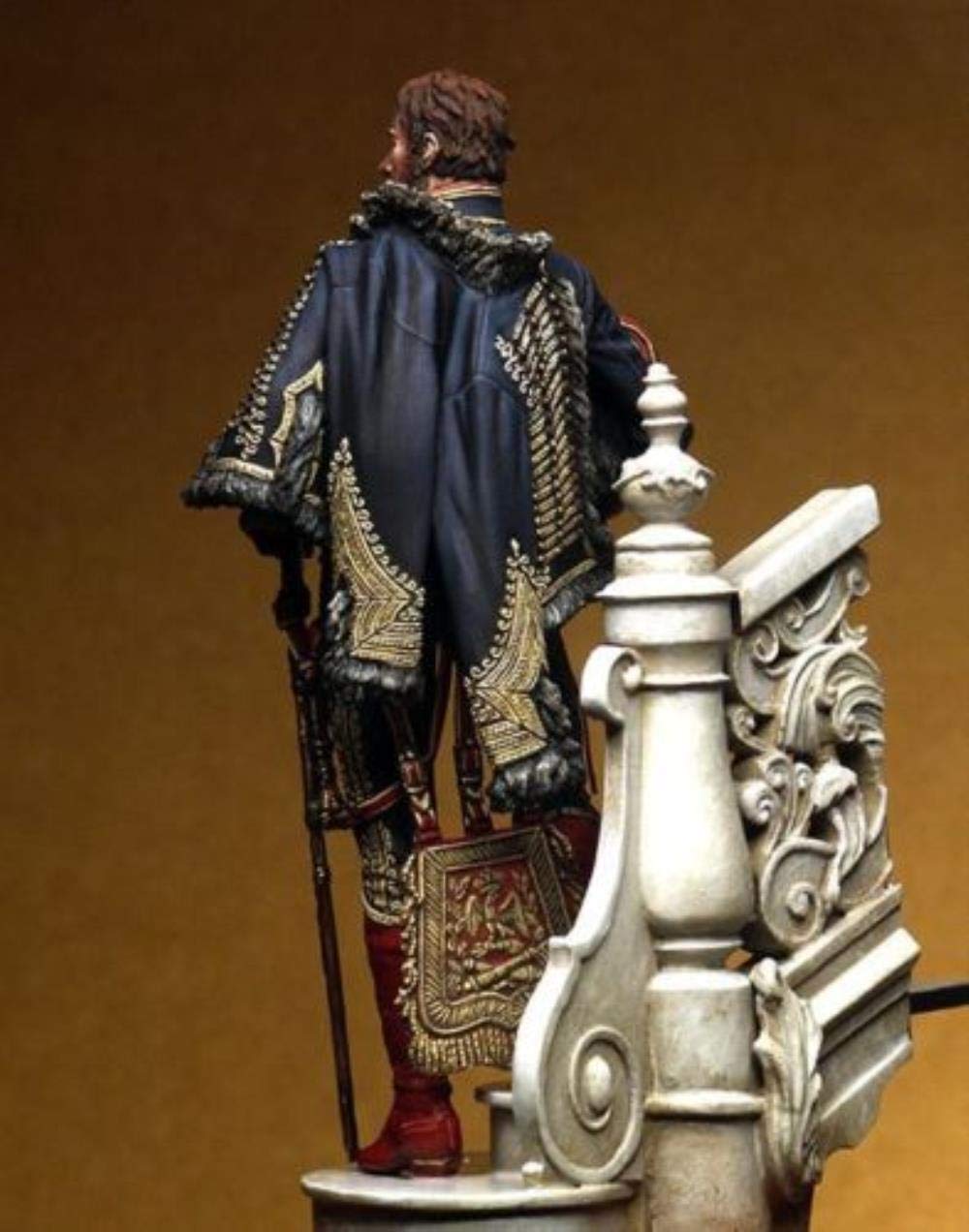 1/24 75Mm Soldado Capitán Caballo De Pie con Base 75Mm Figura Histórico Kit De Resina Modelo En Miniatura Sin Ensamblar Sin Pintar