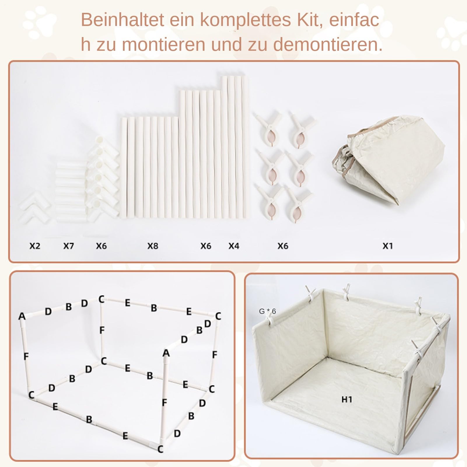 Hundetoilette Hundeklo Wohnung, 76x60x44 cm Faltbar Welpentoilette Hundeklo Für Zuhause Balkon, Haustierzubehör Mit Hohen Wänden Für Kleine Mittlere Große Hunde Auslaufsicher Tragbar
