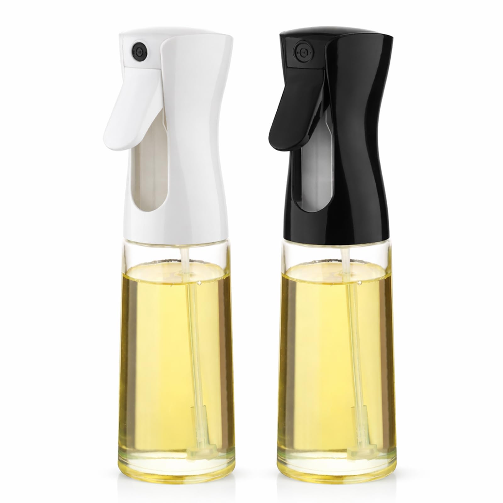 Pulverizador de Aceite para Cocina 2 Piezas 200ml, Spray Aceite y Vinagre de Plástico, Dispensador de Aceite en Spray para Freidora de Aire, Ensaladas y Barbacoa, Color Blanco y Negro