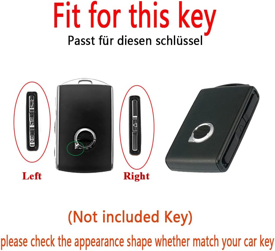 SANRILY Full Protection Key Fob Cover for Volvo XC90 XC60 S90 V90 2017 2018 Keyless Premium Metal and Leather Car Key Fob Shell Case with Keychain Black - Image 2