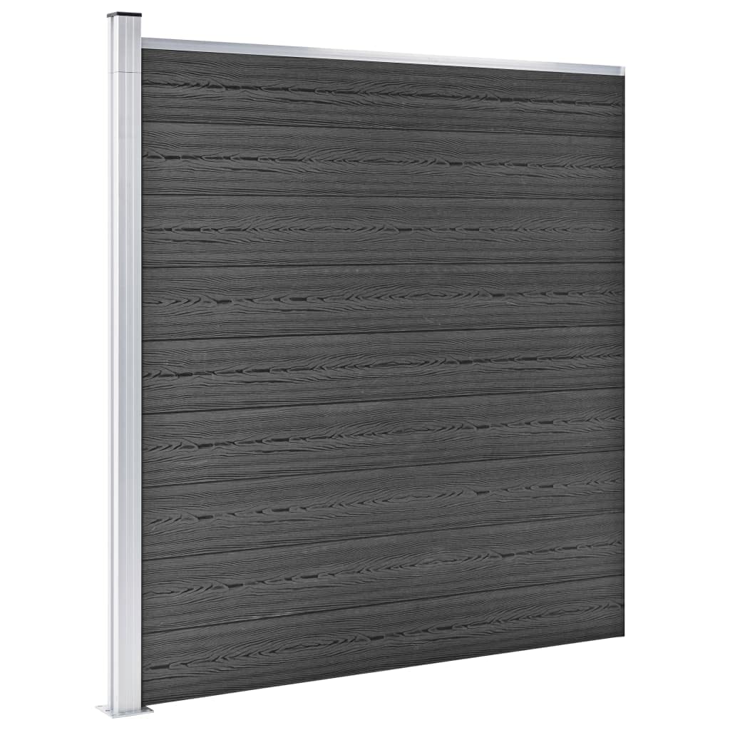 Zaunelement Set WPC Sichtschutzzaun Windschutzzaun Lamellenzaun Windschutz Sichtschutz Zaun Element Terrasse Garten 526x186 cm Schwarz