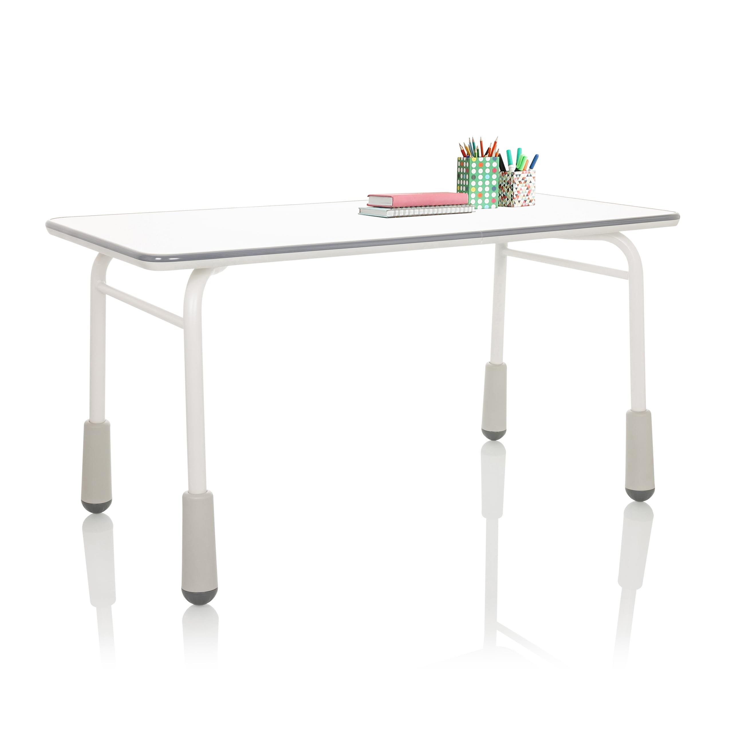 hjh OFFICE Escritorio Infantil Regulable en Altura Kid Gro T Escritorio para niños y jóvenes 120x60 cm, Blanco/Gris