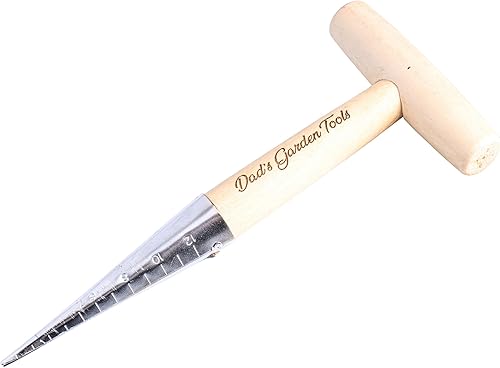 Dibber de jardín personalizado para plantar agujeros de madera de acero inoxidable Dibbler plántulas dispensador de excavadora de espacio con tu