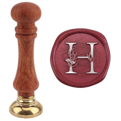 Sello de cera del alfabeto H, sello de cera de hojas de eucalipto con letra H para invitación de boda, sobre, tarjeta de Navidad (H) disponible en Yaxa Peru