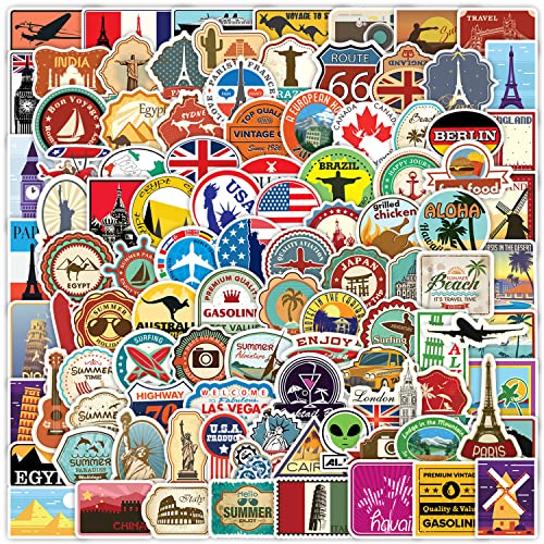 Lot de 100 autocollants de voyage pour adolescents et adultes, autocollants mignons et imperméables pour bouteilles d’eau, ordinateurs portables, valises,...
