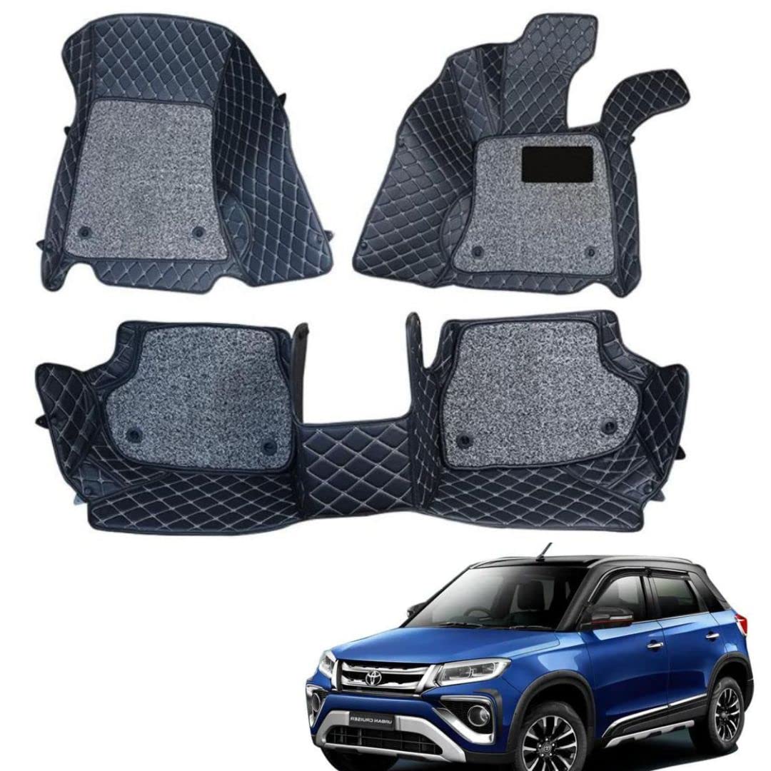 Auto Prider 7D Luxury Custom Fitted Car Mats for Toyota Urban Cruiser - Black Clour