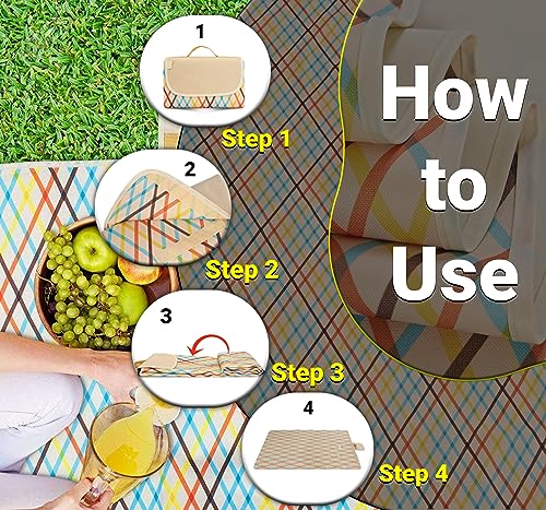 Neez Picnic Blanket Waterproof, Extra Large 200×195cm Beach Blanket with Carrying Handle - Image 3