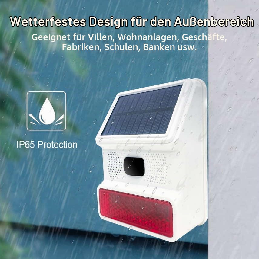 HXA523 Solar Ausensirene – Drahtlos, Kompatibel mit HUXGO Smart Home Sicherheitsystemen mit Solarpanel | 100 dB Wetterfeste Alarm