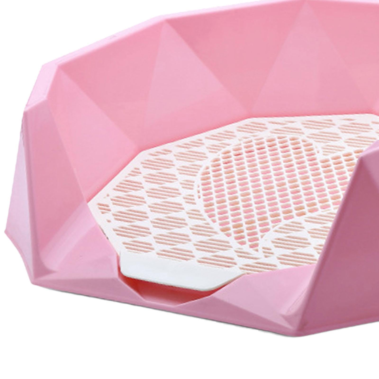Litter Tray Toilet para Perros con Bandeja Higiénica Rejilla Desmontable Caja Portátil Y Soporte Antideslizante Funcionalidad de Limpieza Sencilla Ade, Rosa