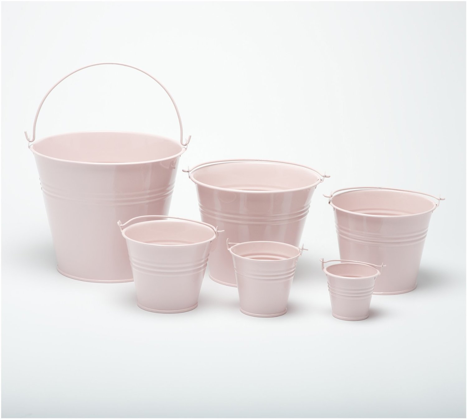 Pack of 5 Pale Pink 7cm (2.8") Metal Buckets - Pots - Planters for sweet tree kits, plants, favours, storage (R003)
