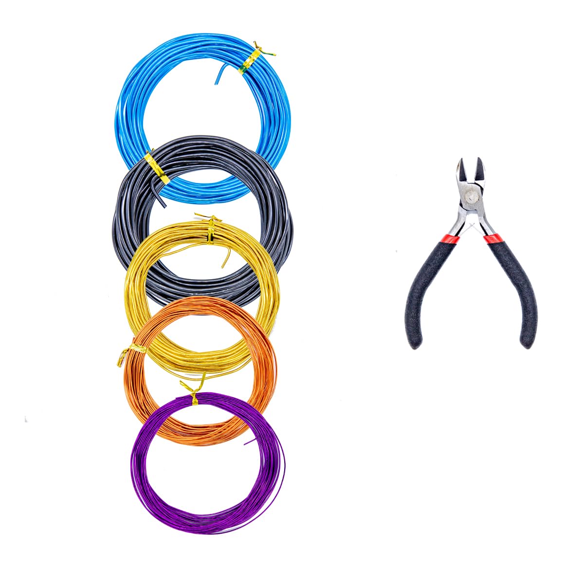 5 Rolls Aluminum Bonsai Training Wire with Wire Cutter, 164ft Total 0.8/1/ 1.5/2/2.5mm Anodized Wire Tool Kit for Holding Bonsai Trees Indoor Garden DIY Branches Small Trunks