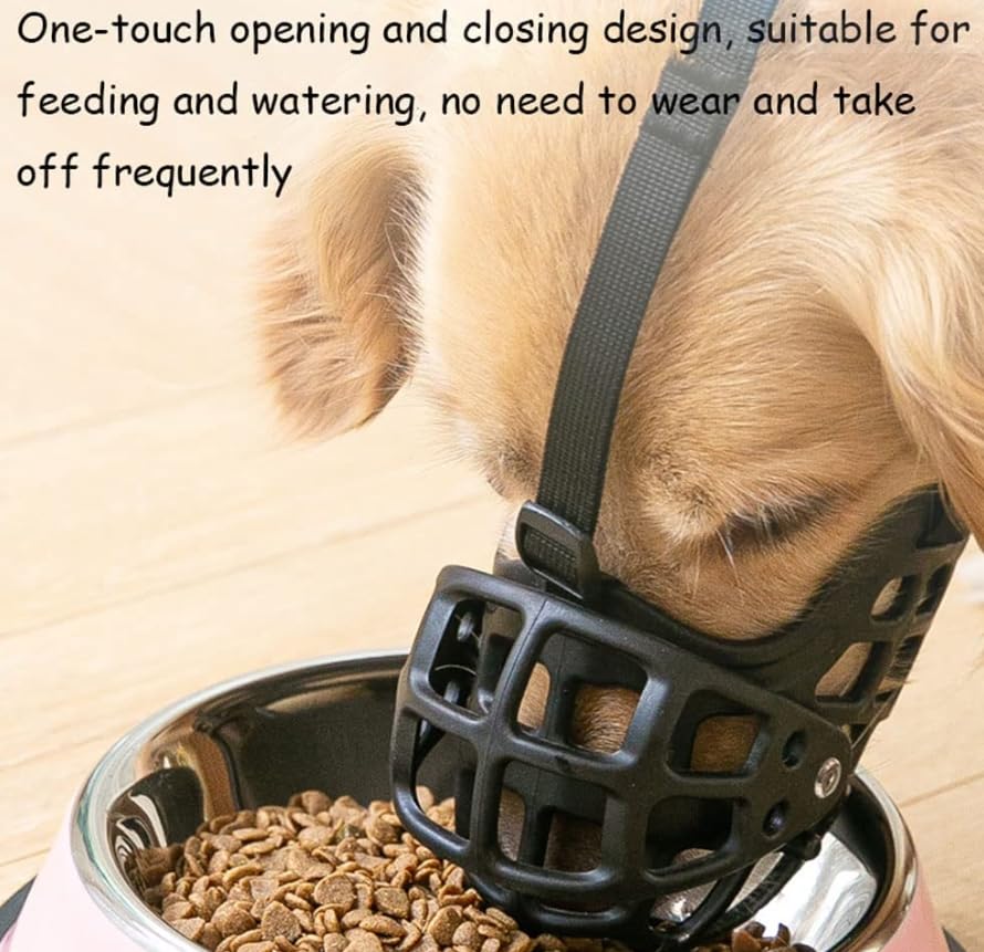 Bozal para Perro, Bozal Transpirable Ajustable for Perro, de Silicona, Color Negro, Varios tamaños, Paquete de 1 o 2(2 pcs,L/25-29cm/10-20kg)