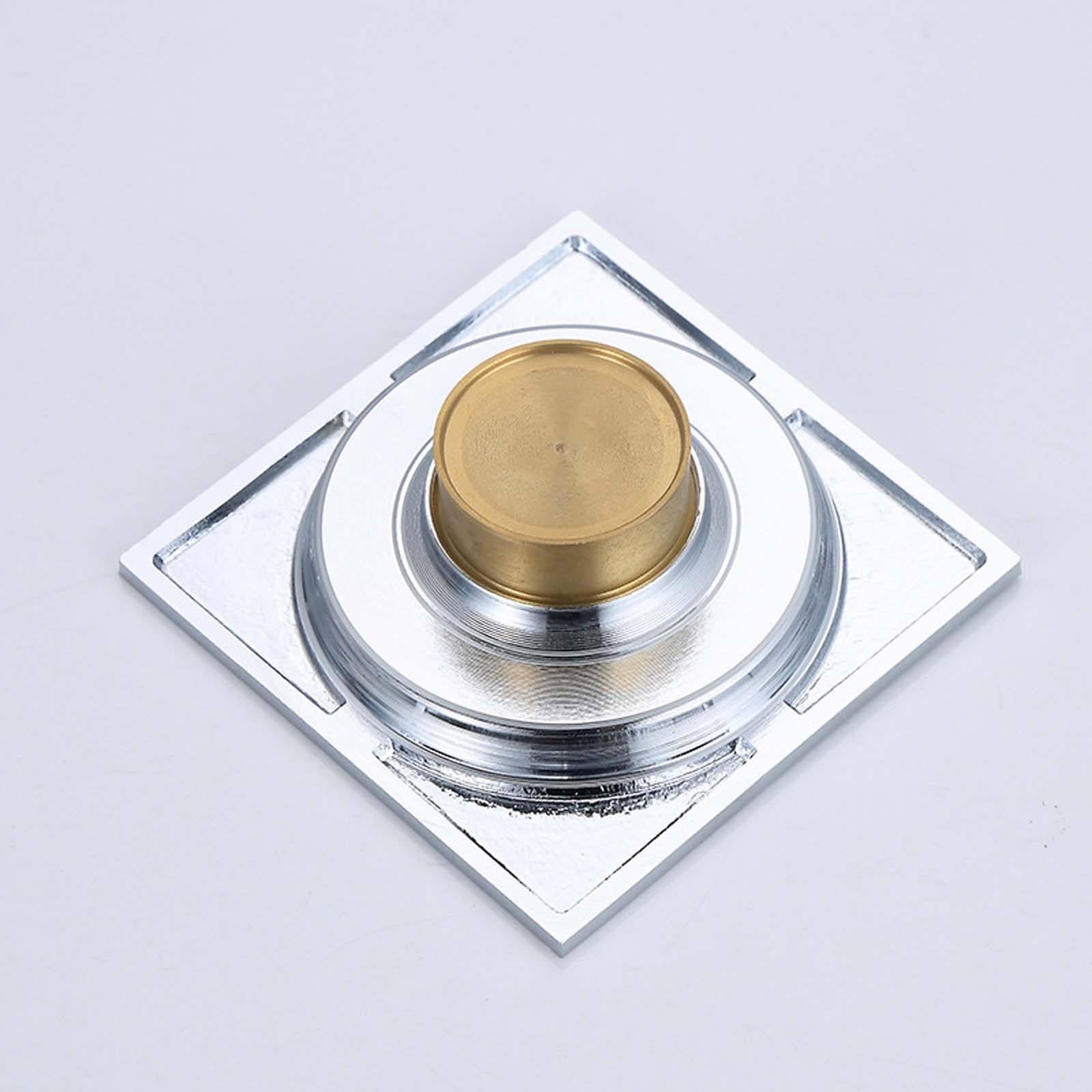 Bonde Douche Laiton Siphon Douche Chrome Bonde de Douche Rebond Bonde Douche Extra Plate 100 * 100mm Siphon de Sol pour Salle de Bain, Cuisine, Toilettes