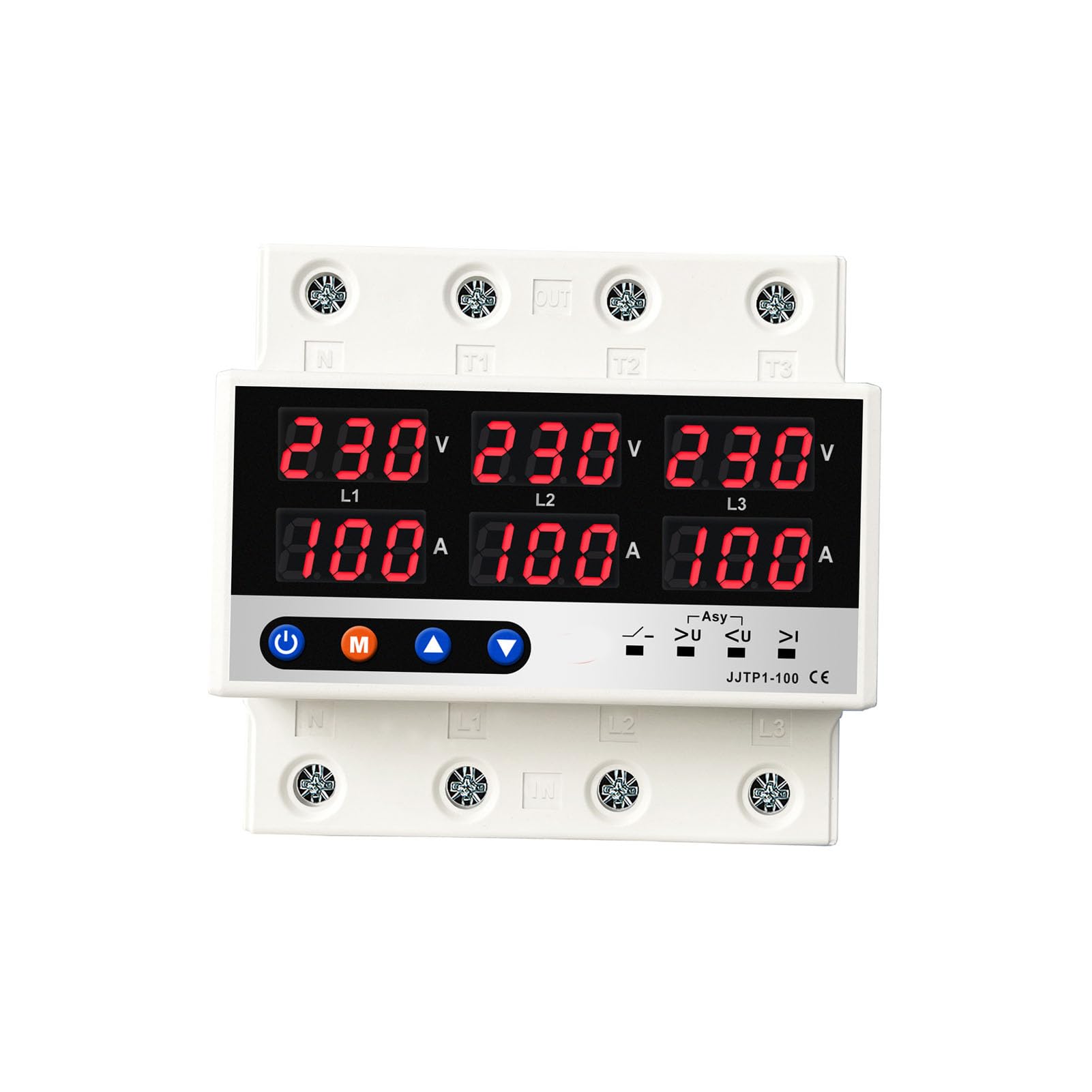 Display LCD Protezione auto reset Protezione da sovratensione e sottotensione Interruttore automatico limitatore di corrente per elettrodomestici, materiale plastico (220V 100A)