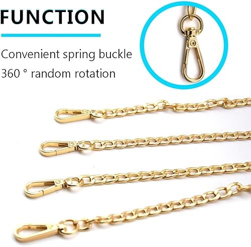 Miniatura 3 de Hocansen 2 correas de cadena para bolsos, cadenas, accesorios, correa de cadena plana de metal de 47 pulgadas, correa extraíble para bolsa con