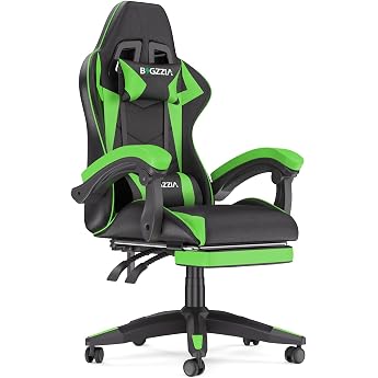 Racingreat Gaming Chair with Footrest PC Gaming Chair with Padding and Headrest 90 -155  Tilt and Height Adjustment Gamer Chair for Gamers Offices Families Adults Teenagers Green
