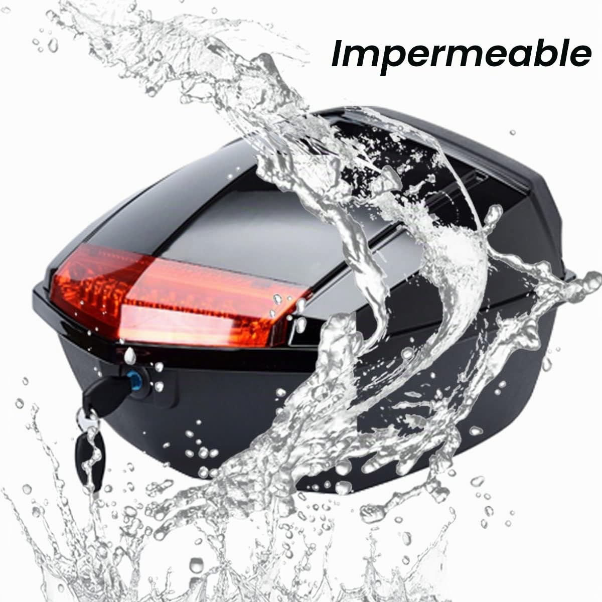 Monolock Baúl, 36 litros de Volumen, Baúl de Moto con Placa y Kit de Montaje, Impermeable Topcase UniversalCaja Superior(Blanca)