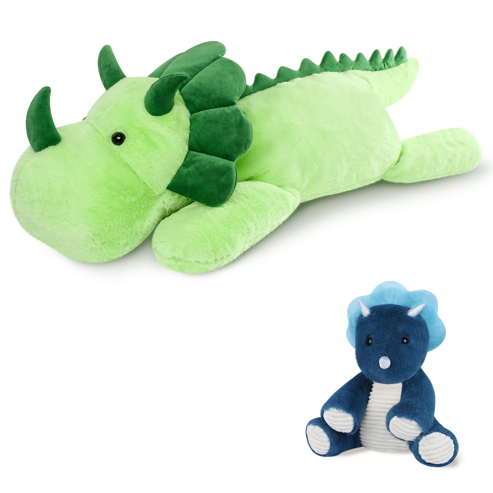 Microwavable Coolable Triceratops Dinosaur Stuffed Animals Heated Stuffed Animal Heating Pads for Soothing Relaxation Navy Blue Dino Plush