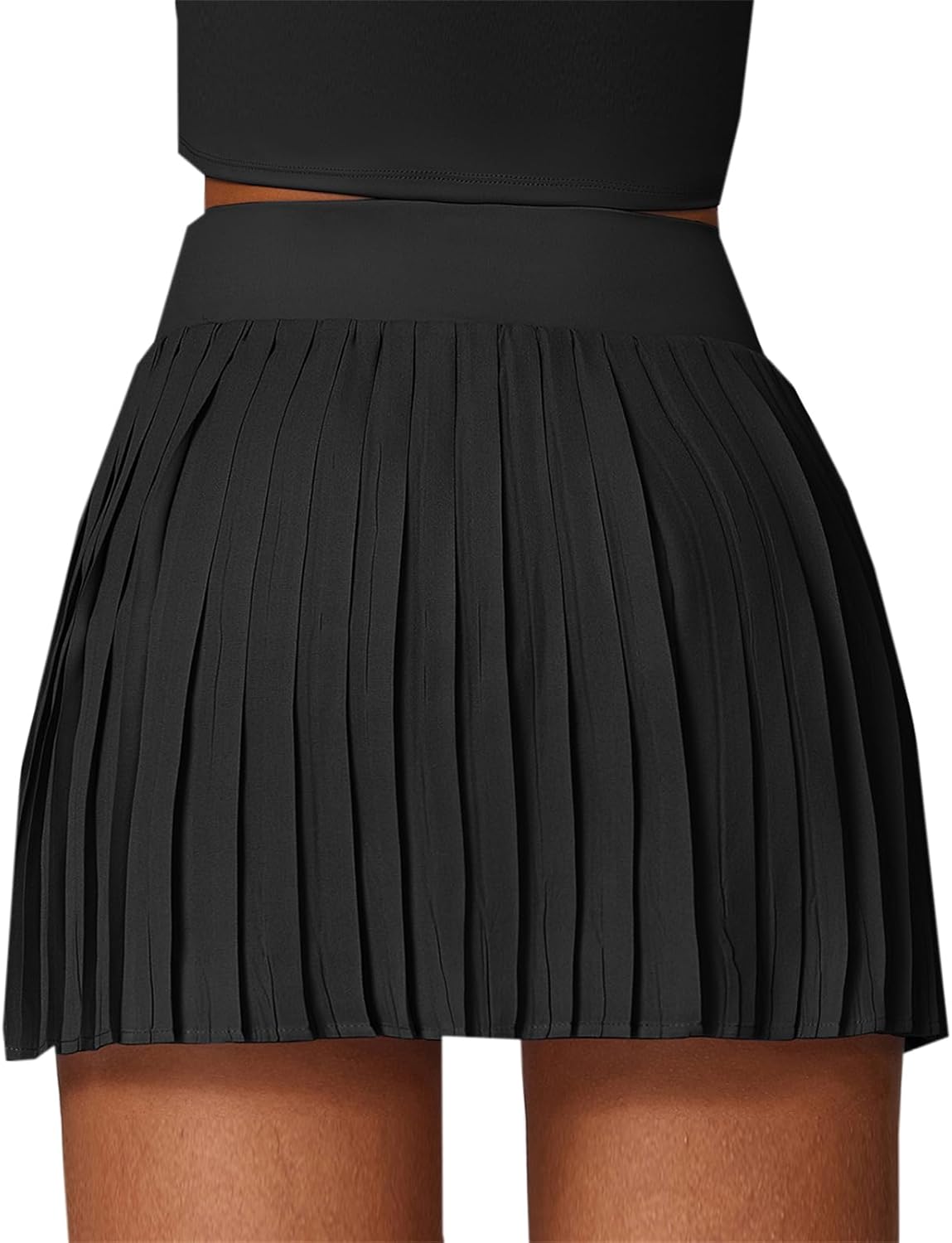 SANGTREE Tennis Skirts for Women Asymmetrical Slit Pleated Athletic Golf Skorts Skirt with Shorts Pockets