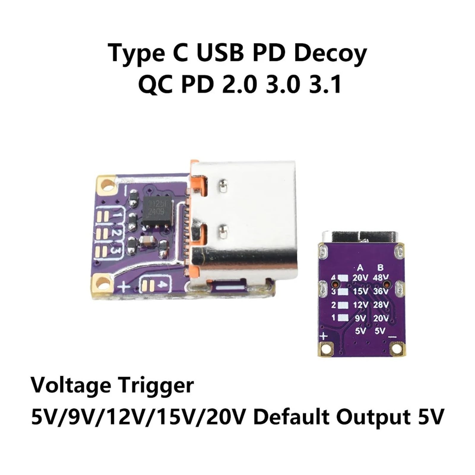 PD3.0 PD3.1 QC3.0 moduł spustowy 48 V Decoy Board typ C do DC 5 A (niskie napięcie)
