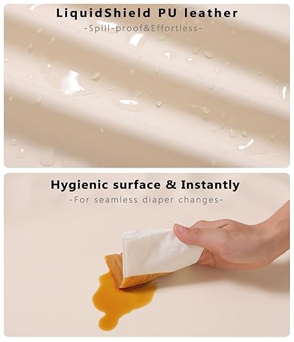 Miniatura 4 de Fundas de cambiador de pañales de cuero vegano para niña, niño, impermeable y lavable, suave funda para cambiador de pañales. Se adapta a