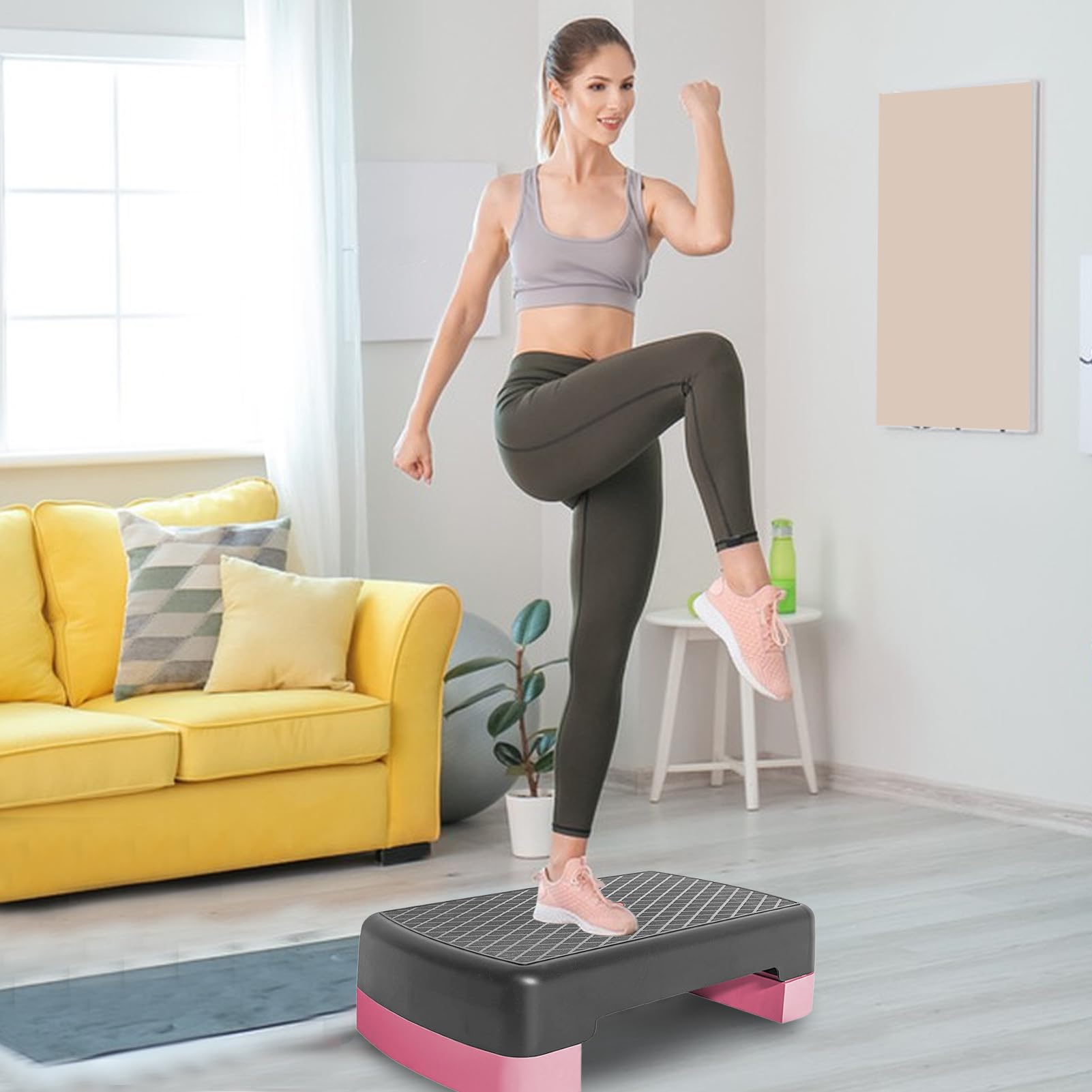 Step per esercizi, altezza regolabile per step aerobica, piattaforma antiscivolo, 45 cm, per allenamento cardio a casa, esercizi per donne e palestra domestica