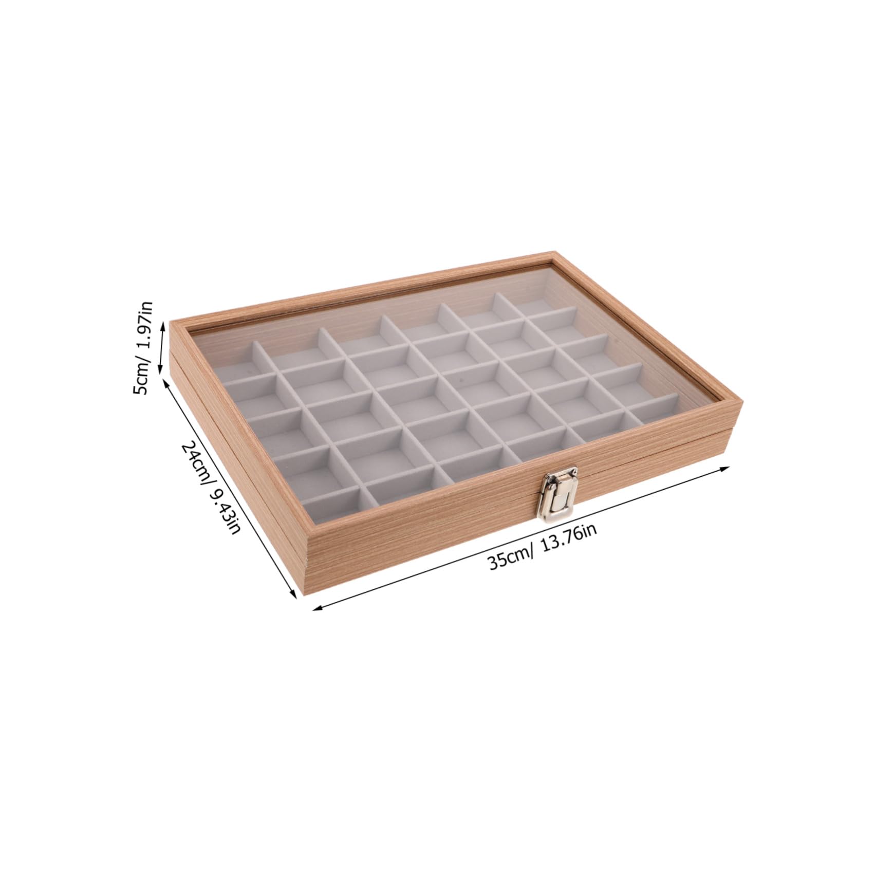 PACKOVE Ausstellungsbox für Gesteine und Mineralien 30 fächer Beige mit Transparentem Deckel Leicht und Tragbar Unterteilte Aufbewahrungsbox für Steinsammler Mineralienausstellungen