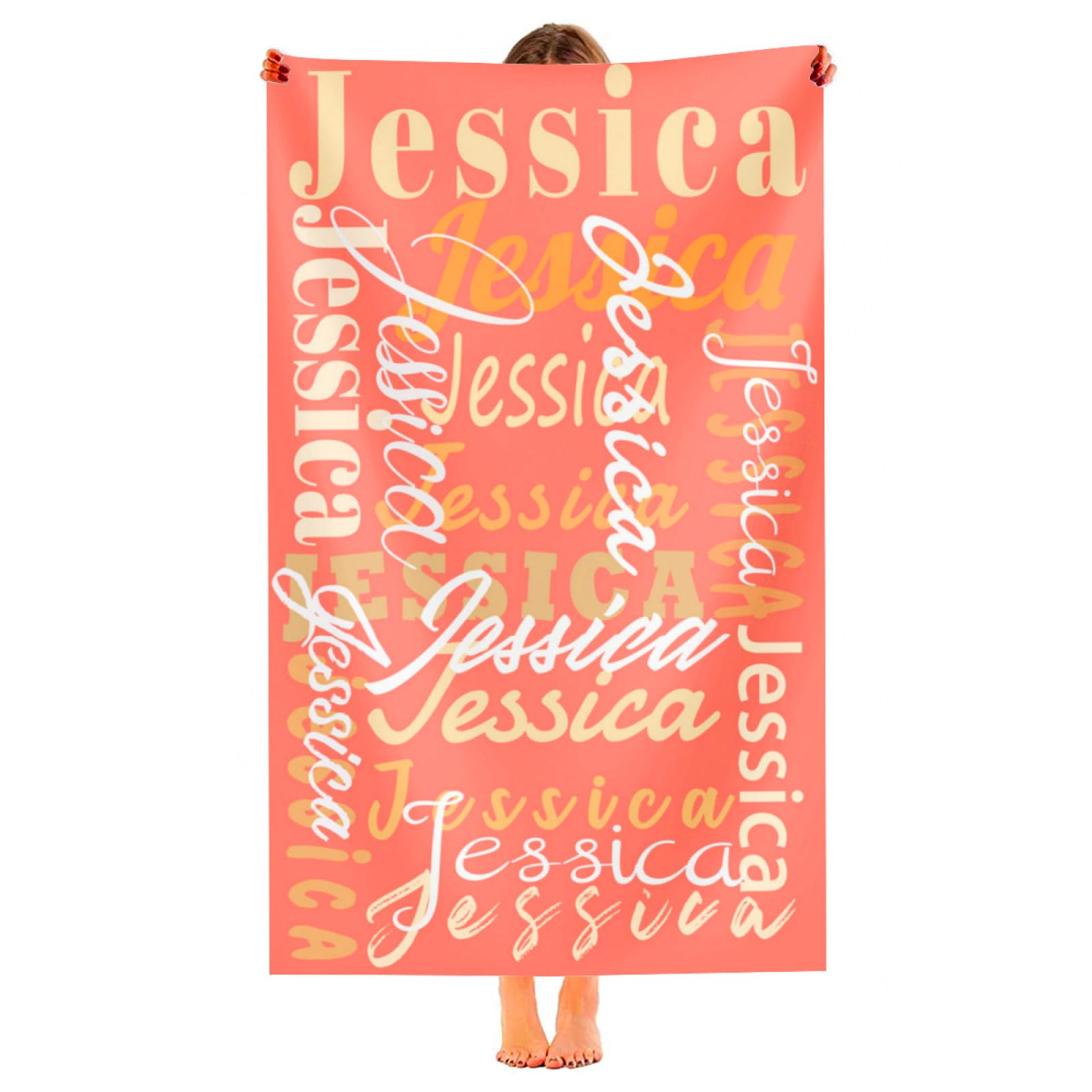 Numom Personalized Custom Name Beach Towel, Multiple Color Sizes Soft Bath Towel for Men and Women, Quick-Dry Lightweight Pool Towel for Travel Pool