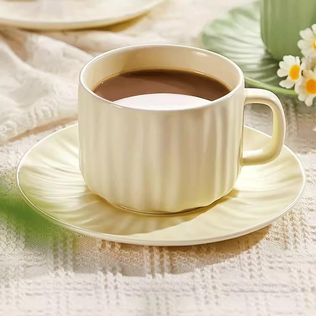 Glass Cup Tea Cup Glass Coffee Cup Ceramic Coffee Cup and Saucer Set Mug Nordic Feng Shui Cup Girls Couple Cup
