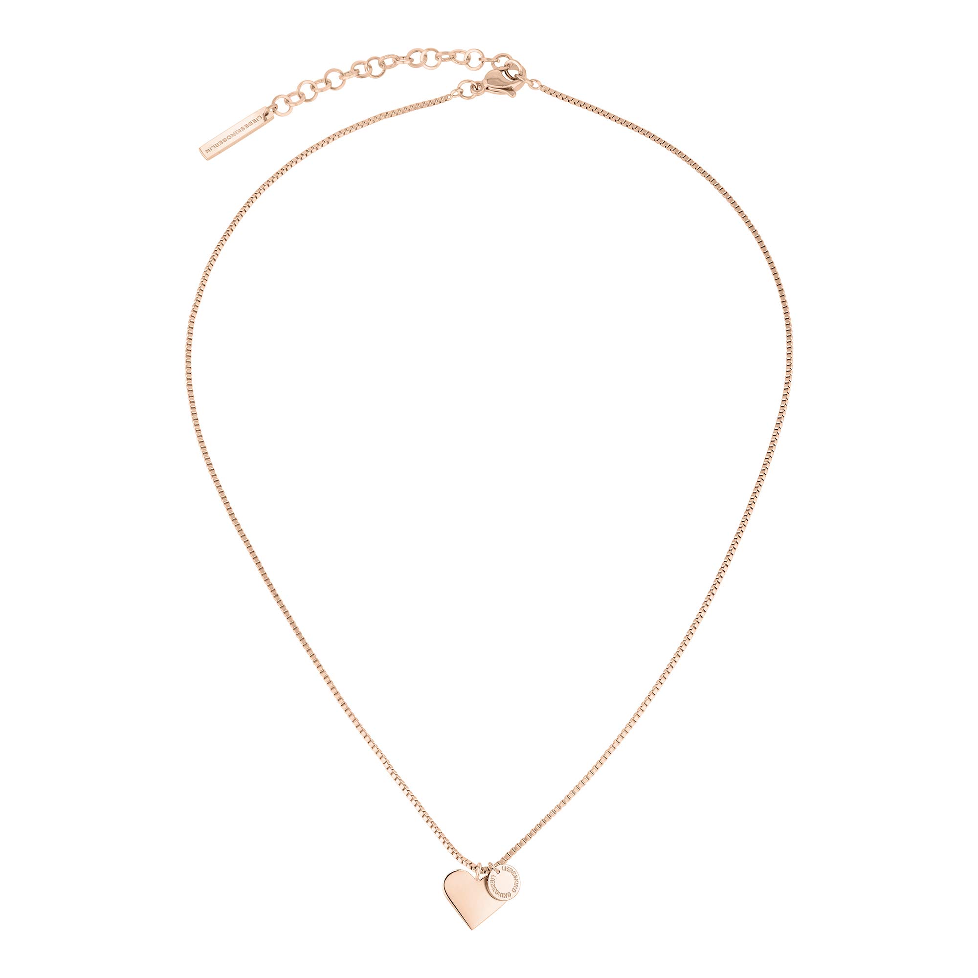 Liebeskind LJ-0511-B-20 Damen Armband Herz Edelstahl Rose 20 cm & TIME & JEWEL Kette aus Edelstahl in Roségold LJ-0505-N-45