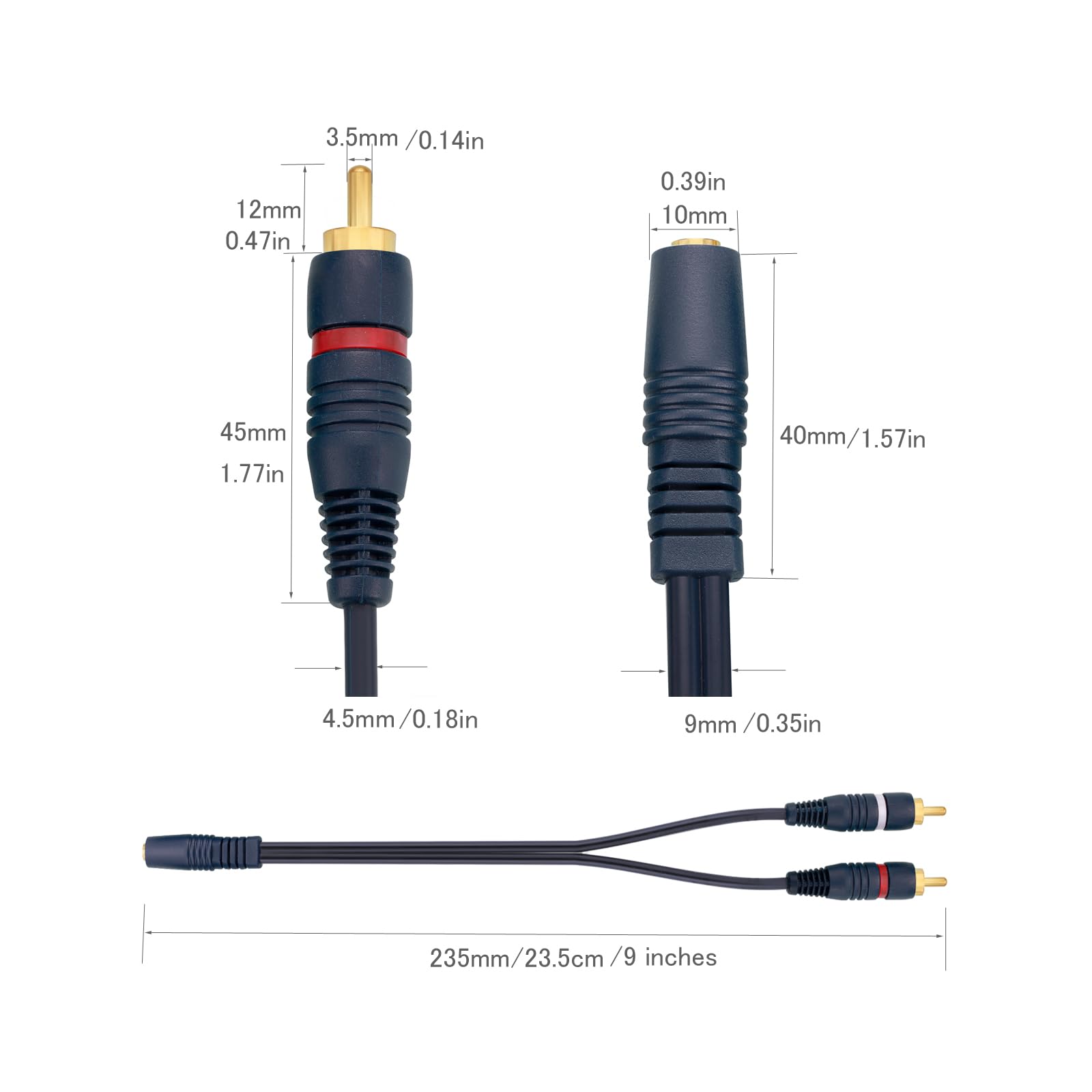 Cavo Audio 3.5mm A RCA Da 22cm - Placcato Oro Per Collegare Smartphone Ad Amplificatori - Foto 7