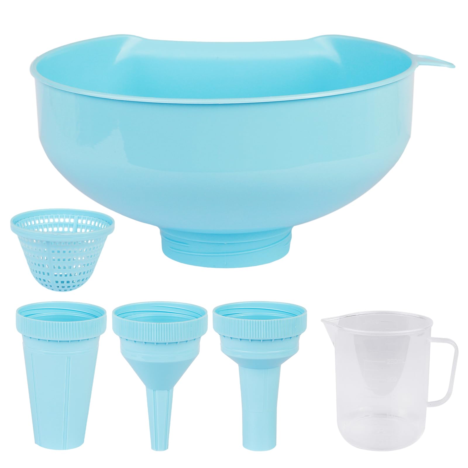 SSYR&P Embudo boca ancha, embudo cocina multiusos 4 en 1 con filtro extraíble, plástico de calidad alimentaria, apto para lavavajillas, para llenar tarros de boca ancha y regulares,azul