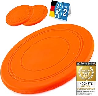 all Pets United® Dog Frisbee Throwing Disc Dog Toy, Agility Training Accessories, Throwing Toy Made of Flexible Rubber for Extra Game, Fun and Safety (Pack of 2) product image