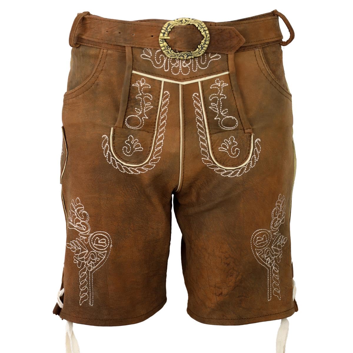 Kinder Trachten Lederhose mit Gürtel Jakob Braun Antik Jungs Kinderlederhose kurz