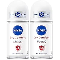 NIVEA Deodorante Roll on Dry Comfort 6 x 50 ml, Deodorante donna per una protezione sicura 72h