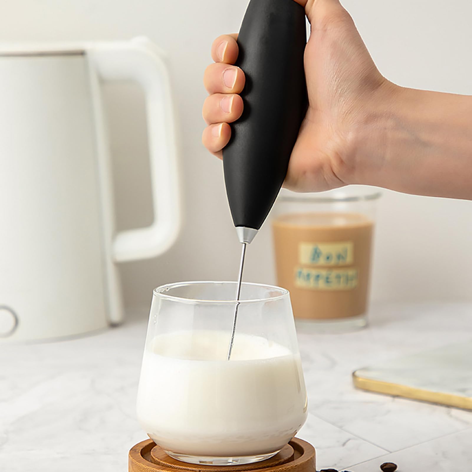 Handheld Frother,Drink Mixer Whisk - Handheld Battery Operated Drink Mixer Kitchen For Coffee, Lattes, Cappuccino, Matcha