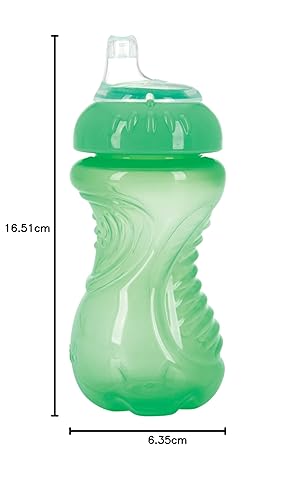 Miniatura 13 de Nuby - Taza de entrenamiento de 2 piezas, sin derrames y de fácil agarre, 300 ml (10 oz. liq.) Agua / coral,Azul/Verde