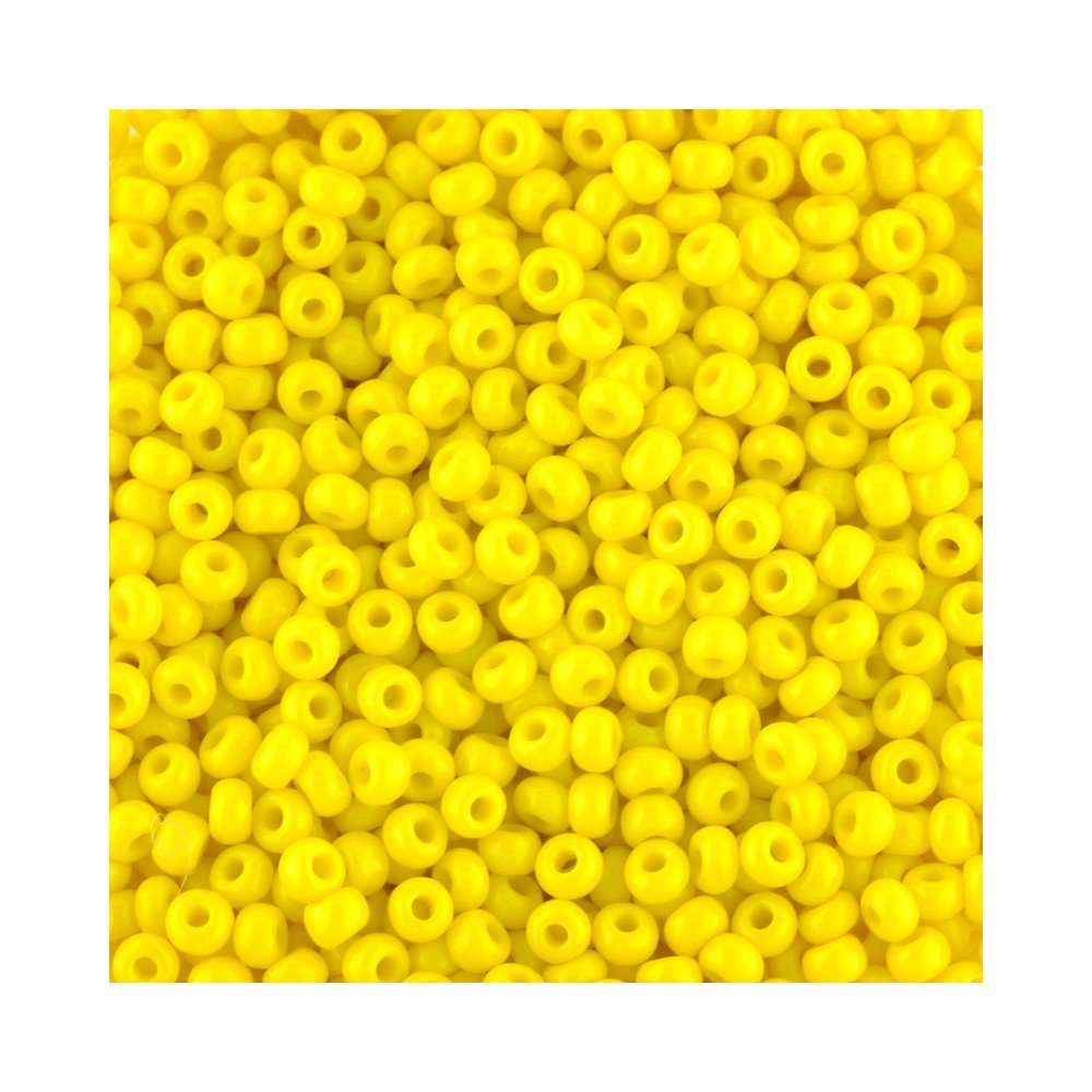 Size 8 Seed Beads Opaque Yellow Qty 10 Grams