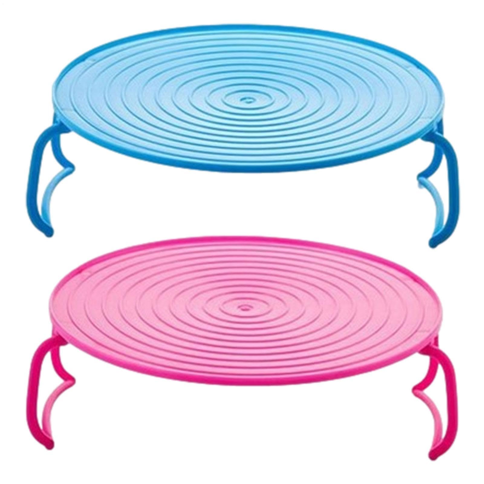 2 Pieces Microwave Plate Stacker, Microwave Oven Tray Holder Stacker, Round Microwaves Grill Rack Stand with Flexible Handles for Air Fryer
