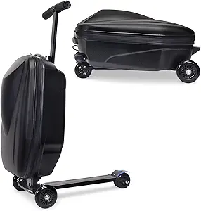 20" Scooter Suitcase for Kids, 2-in-1 Ride On Luggage with Wheels for Boys & Girls Ages 4-15, Foldable Hardshell Carry On Lightweight Travel Suitcase for Airplane