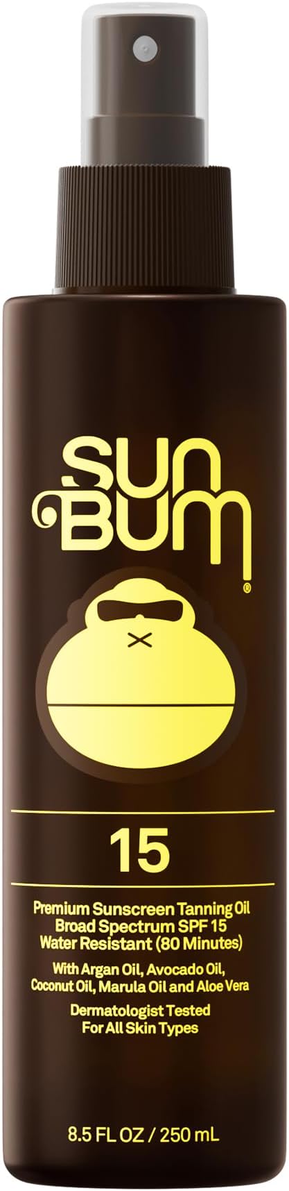 Sun Bum SPF 15 Moisturizing Tanning Oil - Vegan and Hawaii 104 Act Compliant (Octinoxate & Oxybenzone Free) - Broad Spectrum Moisturizing - UVA/UVB Protection - 8.5 oz