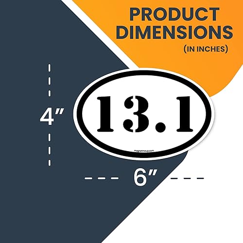 Miniatura 9 de Magnet Me Up Calcomanía magnética ovalada negra de media maratón 13.1, 4 x 6 pulgadas, imán automotriz resistente para automóvil, camión, SUV