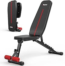 PASYOU Folding Gym Bench 10 Adjustable Positions 90 Degrees Vertical Multifunctional Flat Bench for Training Full Body Abdominal Bench