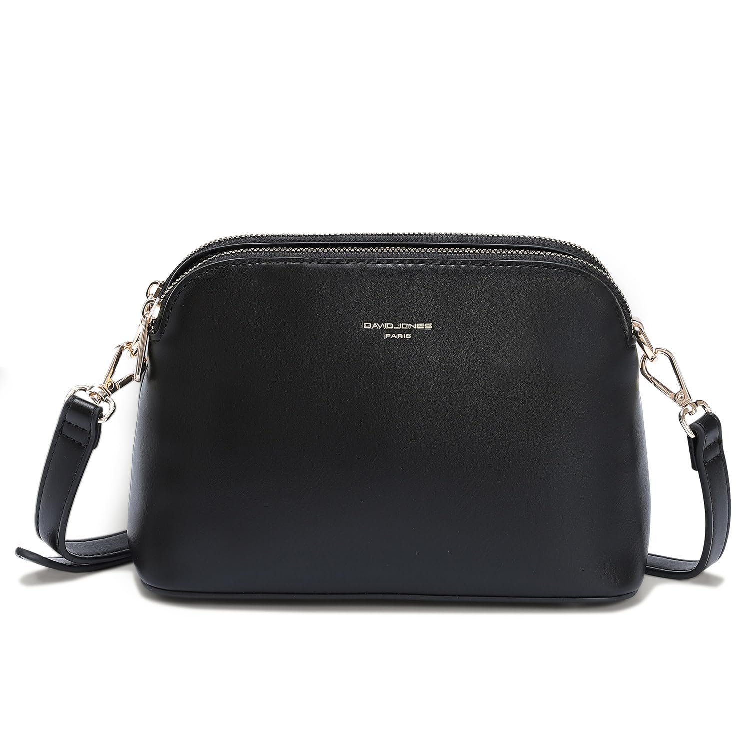 David Jones - Damen Kleine Umhängetasche - Schultertasche PU Leder Viele Fächer 3 Reißverschlüssen Frau - Crossbody Bag mehrere Taschen - Modisch Elegant Handtasche Alltag Abend Freizeit -